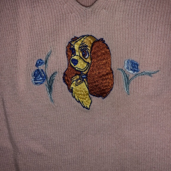 Vintage Disney Lady and the Tramp Sweater Tank Top with Stitched Design - Picture 4 of 4